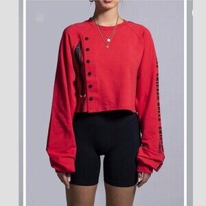 QORE Chicago Bulls Crop Pullover in Red S NWT